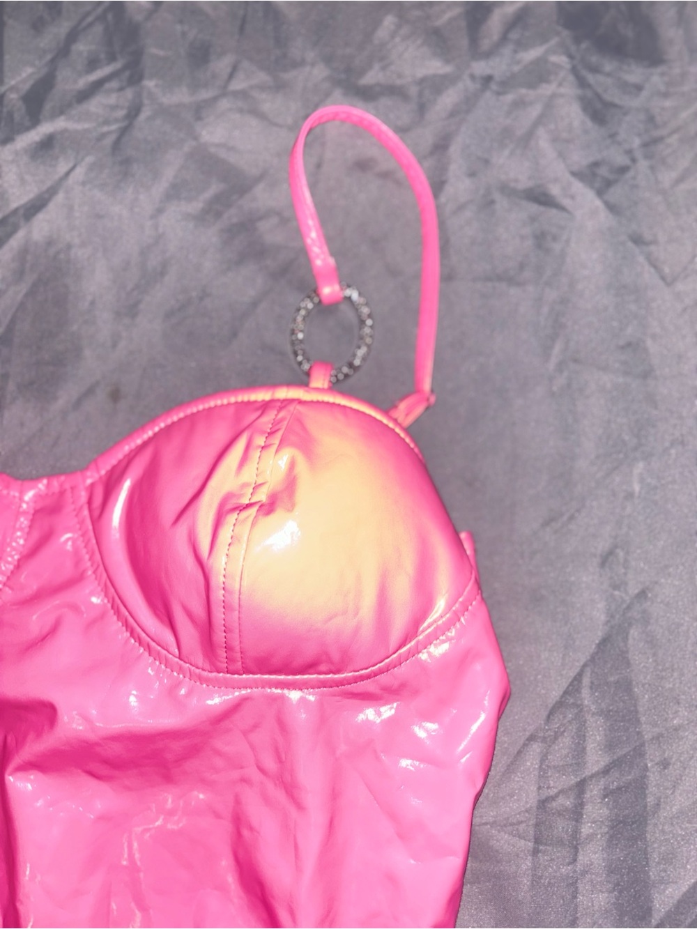 Women's Hot Pink dress with Rhinestone Ring Accent